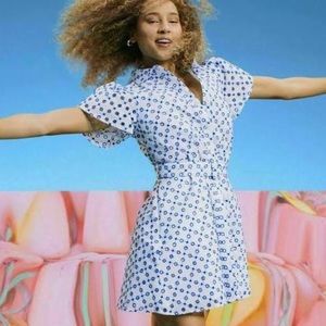 Alexis White and Blue Tulip Dress NWT
